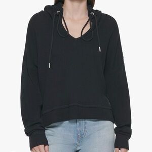 NWT DKNY Jeans Women's Hooded Waffle Top Jacket